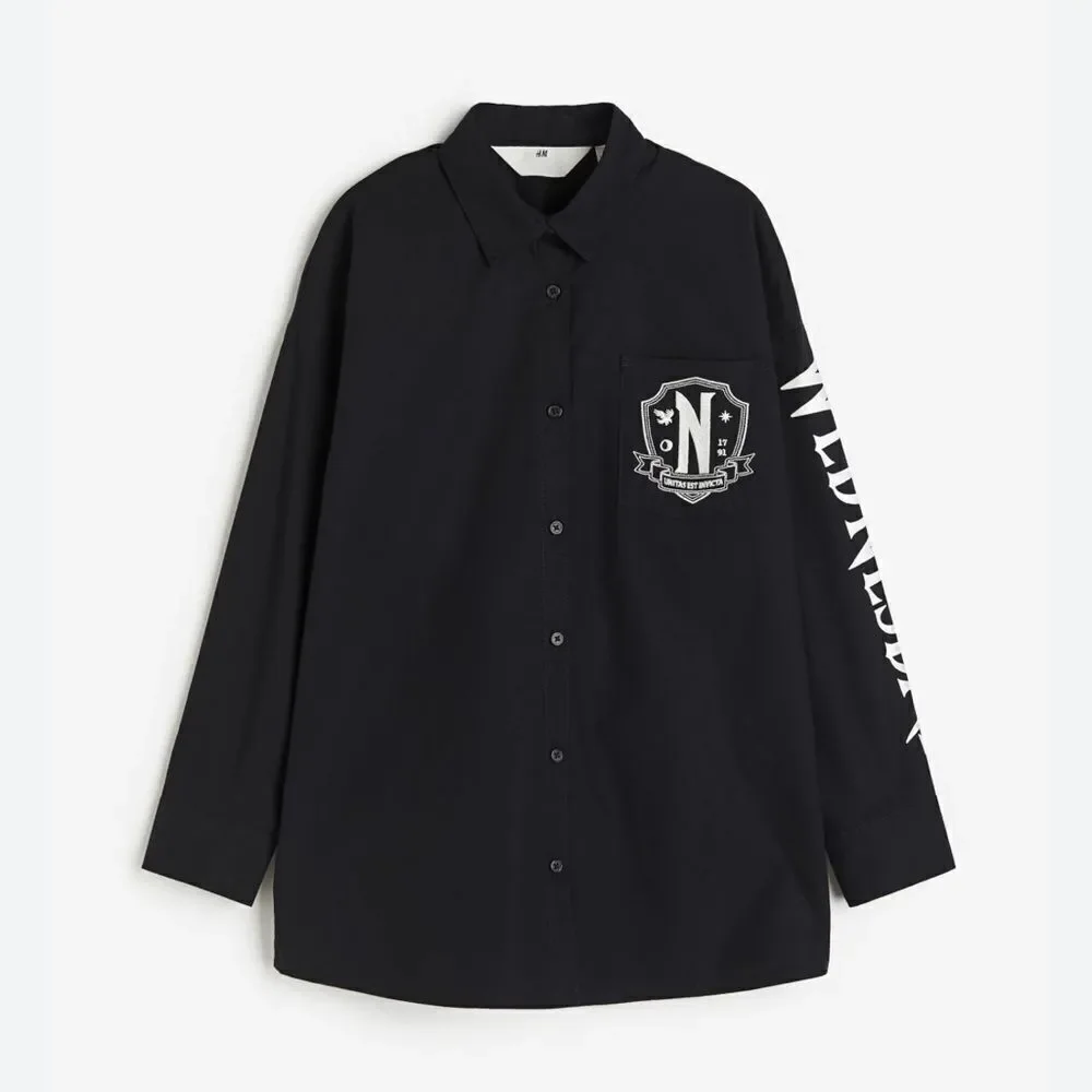 H&M Girls Black & White Button Down Shirt(Size 9-10yrs)